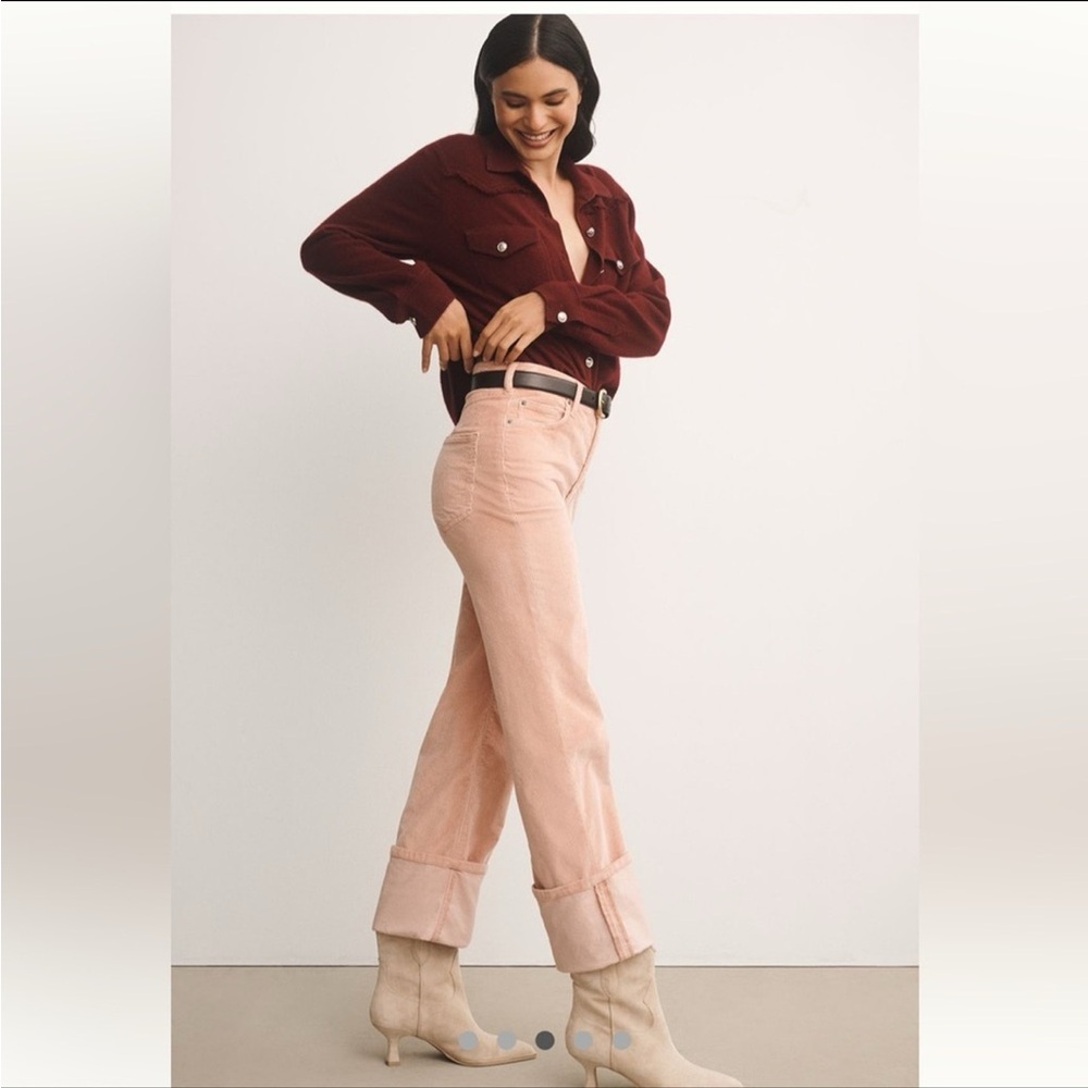 Anthropologie The Scotty Cuffed High Rise Straight Leg Jeans by Pilcro | 28